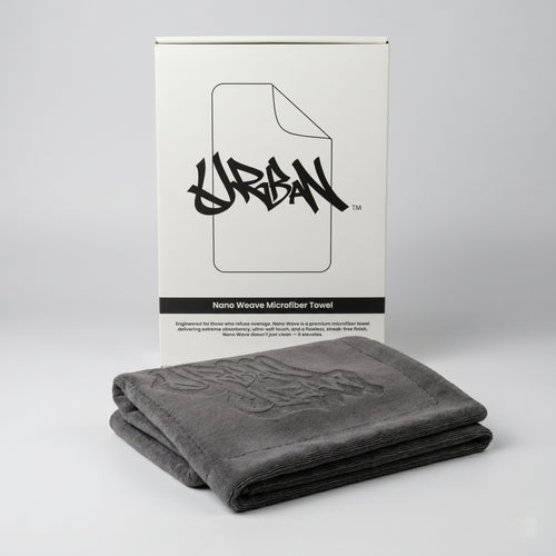 Prosop Nano Weave 1200 GSM lângă cutia Urban Clean Nano Weave Microfiber Towel